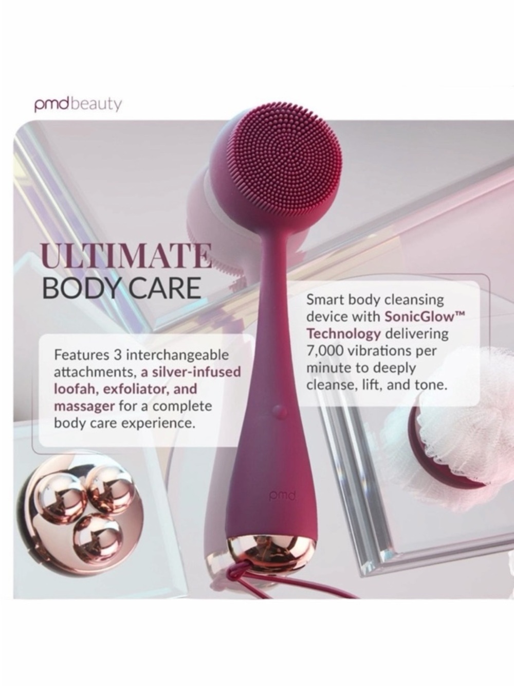 PMD SonicGlow Clean Body Device in Berry - Picture 2 of 16
